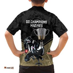 Collingwood Football Hawaiian Shirt Magpies Go Champions Polynesian Indigenous Art