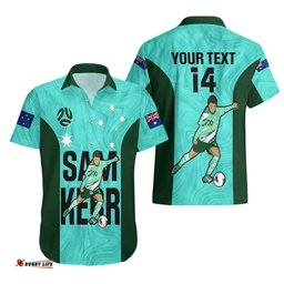 Custom Australia Soccer Hawaiian Shirt Sam Kerr Matildas Proud World Cup Turquoise