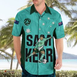 Custom Australia Soccer Hawaiian Shirt Sam Kerr Matildas Proud World Cup Turquoise