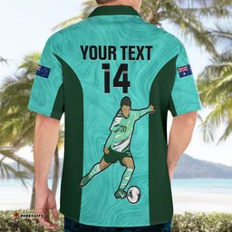 Custom Australia Soccer Hawaiian Shirt Sam Kerr Matildas Proud World Cup Turquoise