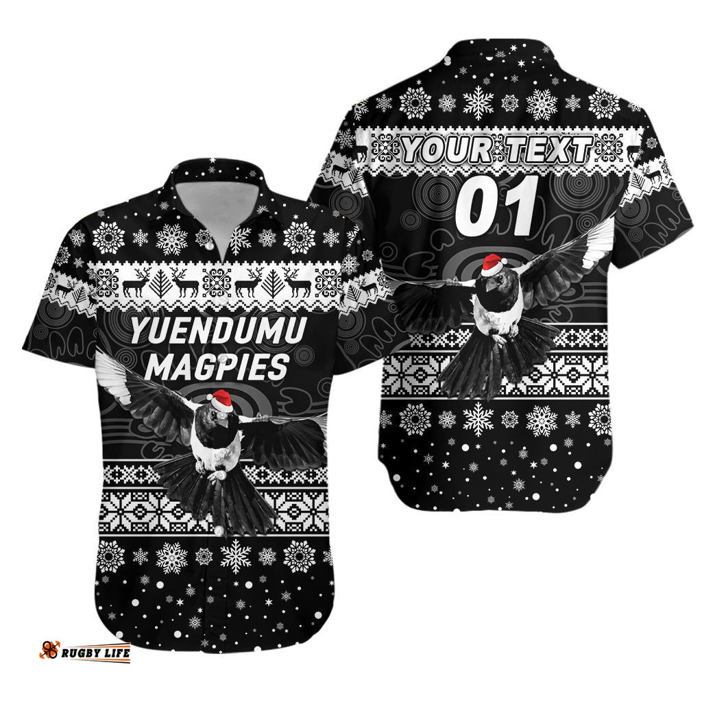 Custom Personalised Yuendumu Magpies Football Club Hawaiian Shirt Christmas Simple Style Black
