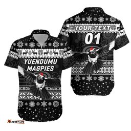 Custom Personalised Yuendumu Magpies Football Club Hawaiian Shirt Christmas Simple Style Black