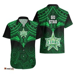 Melbourne Stars Cricket Hawaiian Shirt Unique Indigenous Art Mix Polynesian Pattern