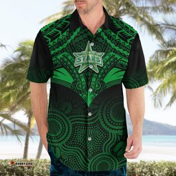 Melbourne Stars Cricket Hawaiian Shirt Unique Indigenous Art Mix Polynesian Pattern