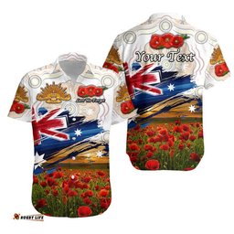 Custom Personalised Australia Aboriginal ANZAC Hawaiian Shirt Poppy Vibes White