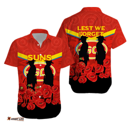 Gold Coast Suns ANZAC Day Hawaiian Shirt Indigenous Art