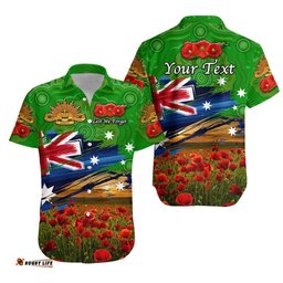 Custom Personalised Australia Aboriginal ANZAC Hawaiian Shirt Poppy Vibes Green
