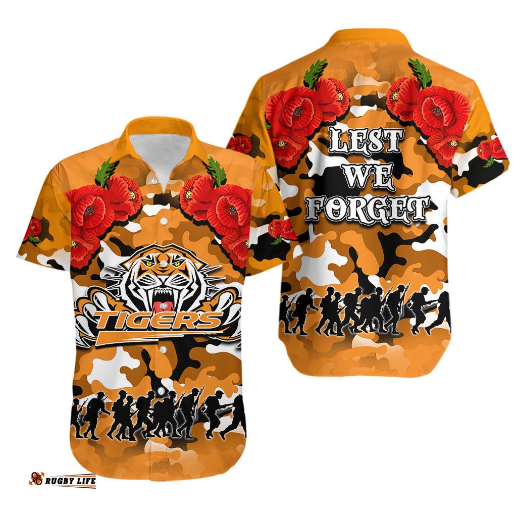 ANZAC Day Hawaiian Shirt Tigers Army Style