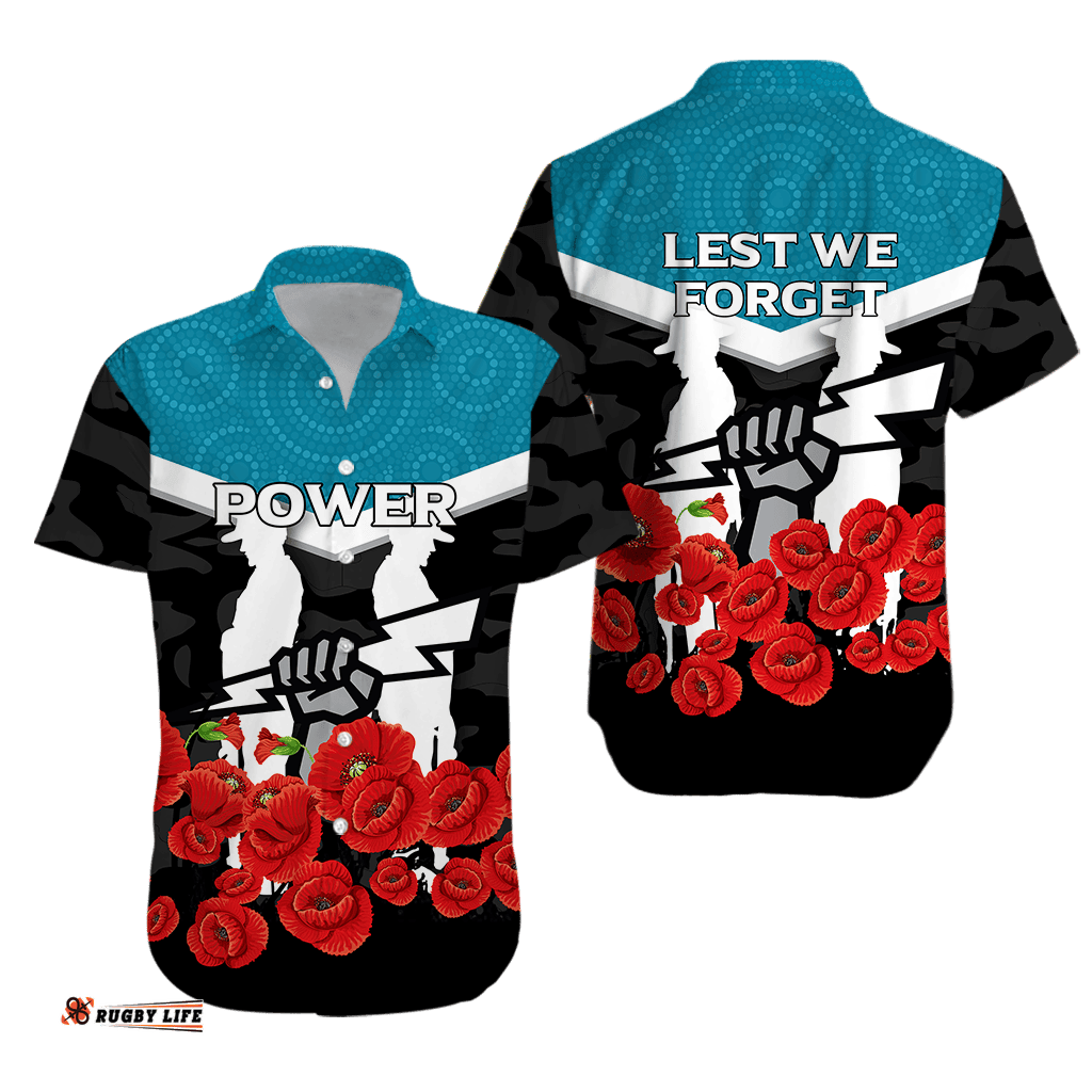 Port Adelaide Power ANZAC Day Indigenous Art Hawaiian Shirt