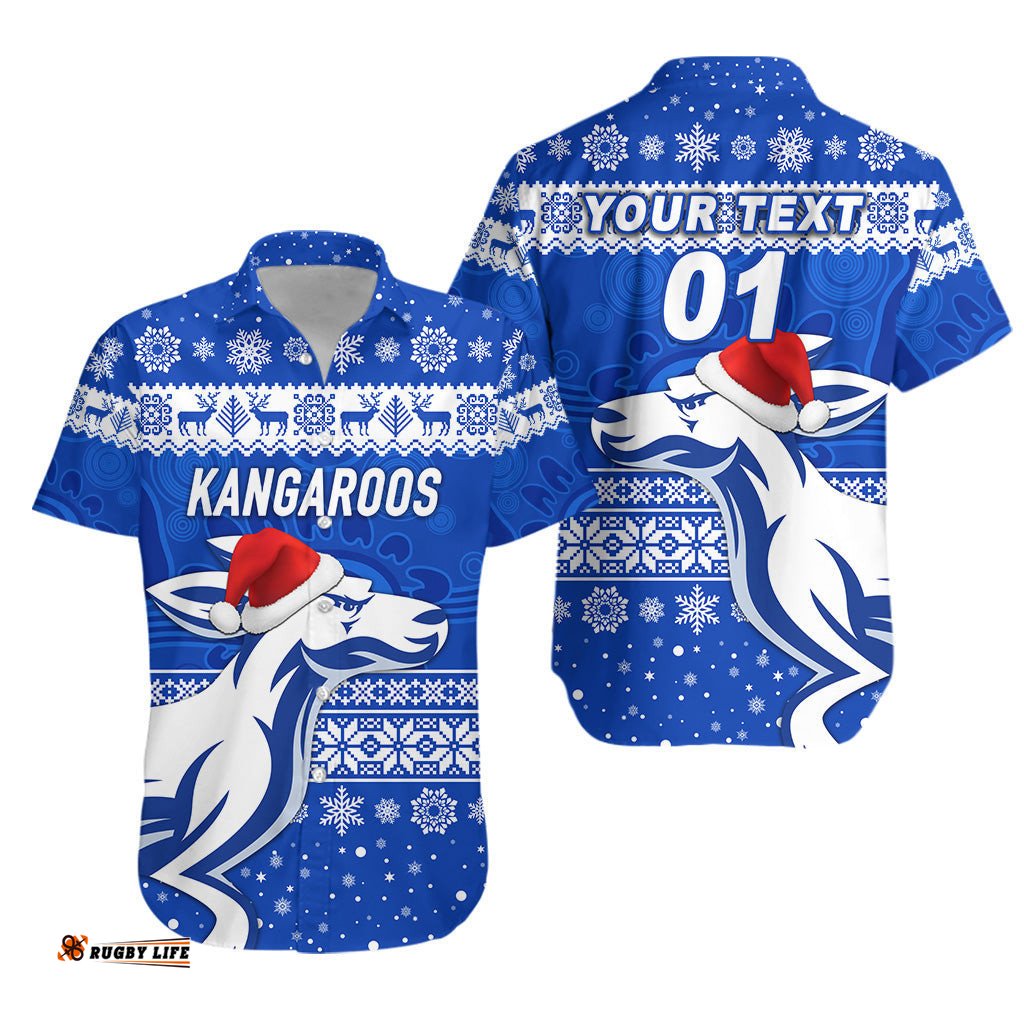 Custom Personalised North Melbourne Kangaroos Hawaiian Shirt Christmas Simple Style