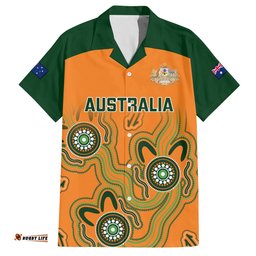 Custom Australia Rugby Hawaiian Shirt Wallabies Indigenous Art