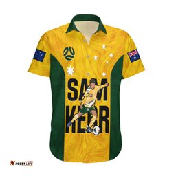 Australia Soccer Hawaiian Shirt Sam Kerr Matildas Proud World Cup Yellow