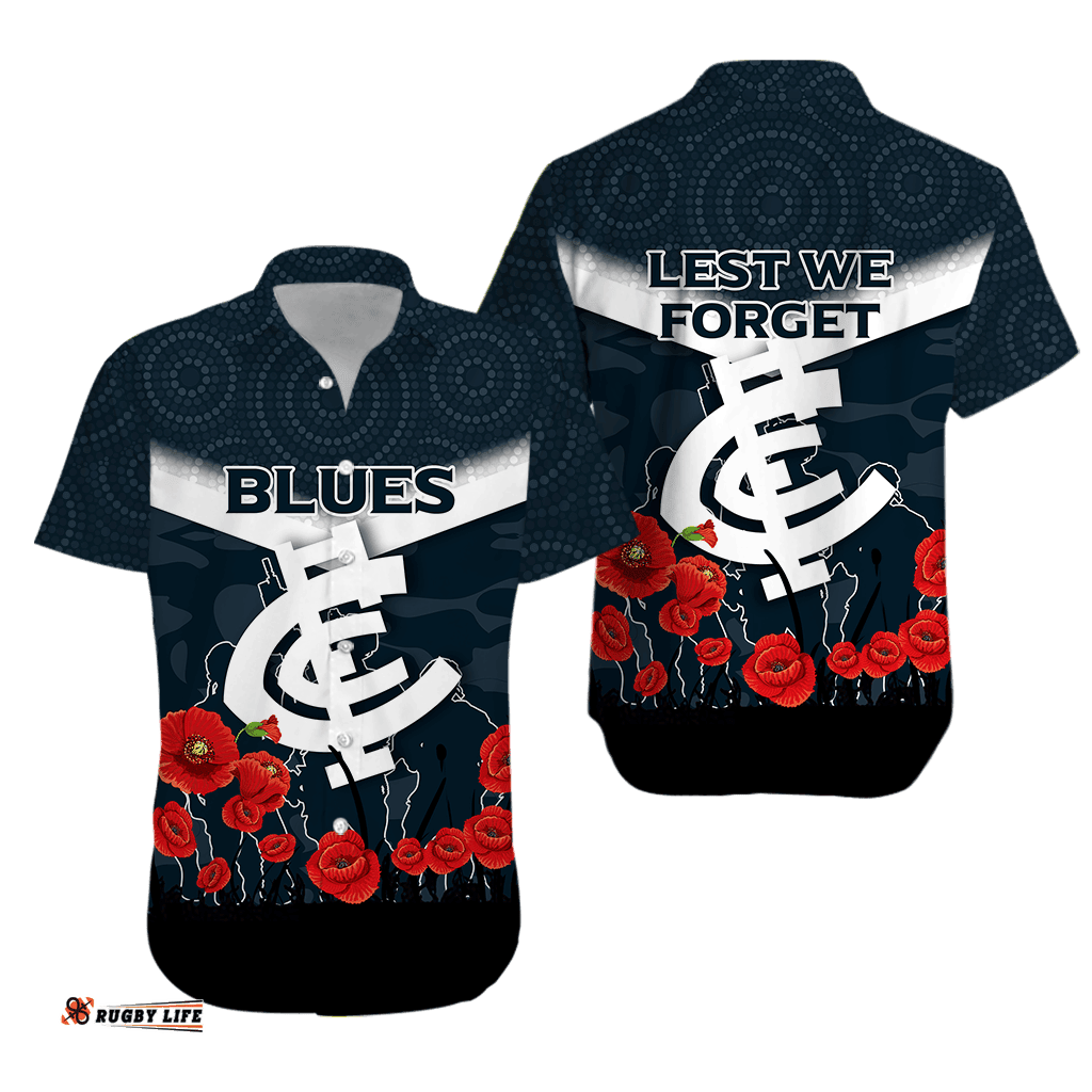 Blues ANZAC Day Hawaiian Shirt Indigenous Art
