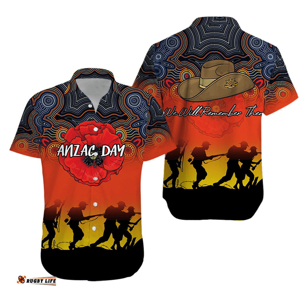ANZAC Day Hawaiian Shirt Aboriginal Dot Painting Art