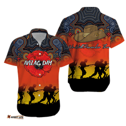 ANZAC Day Hawaiian Shirt Aboriginal Dot Painting Art