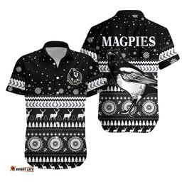 Magpies Christmas Hawaiian Shirt Indigenous Collingwood Football