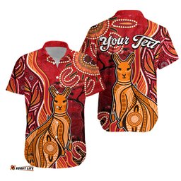 Custom Personalised Australian Aboriginal Art Hawaiian Shirt Aussie Animal Red Version