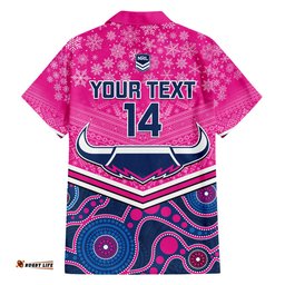 Custom Cowboys Rugby Christmas Hawaiian Shirt Merry Xmas Mix Aboriginal Art Pink Version