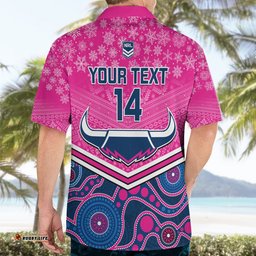 Custom Cowboys Rugby Christmas Hawaiian Shirt Merry Xmas Mix Aboriginal Art Pink Version