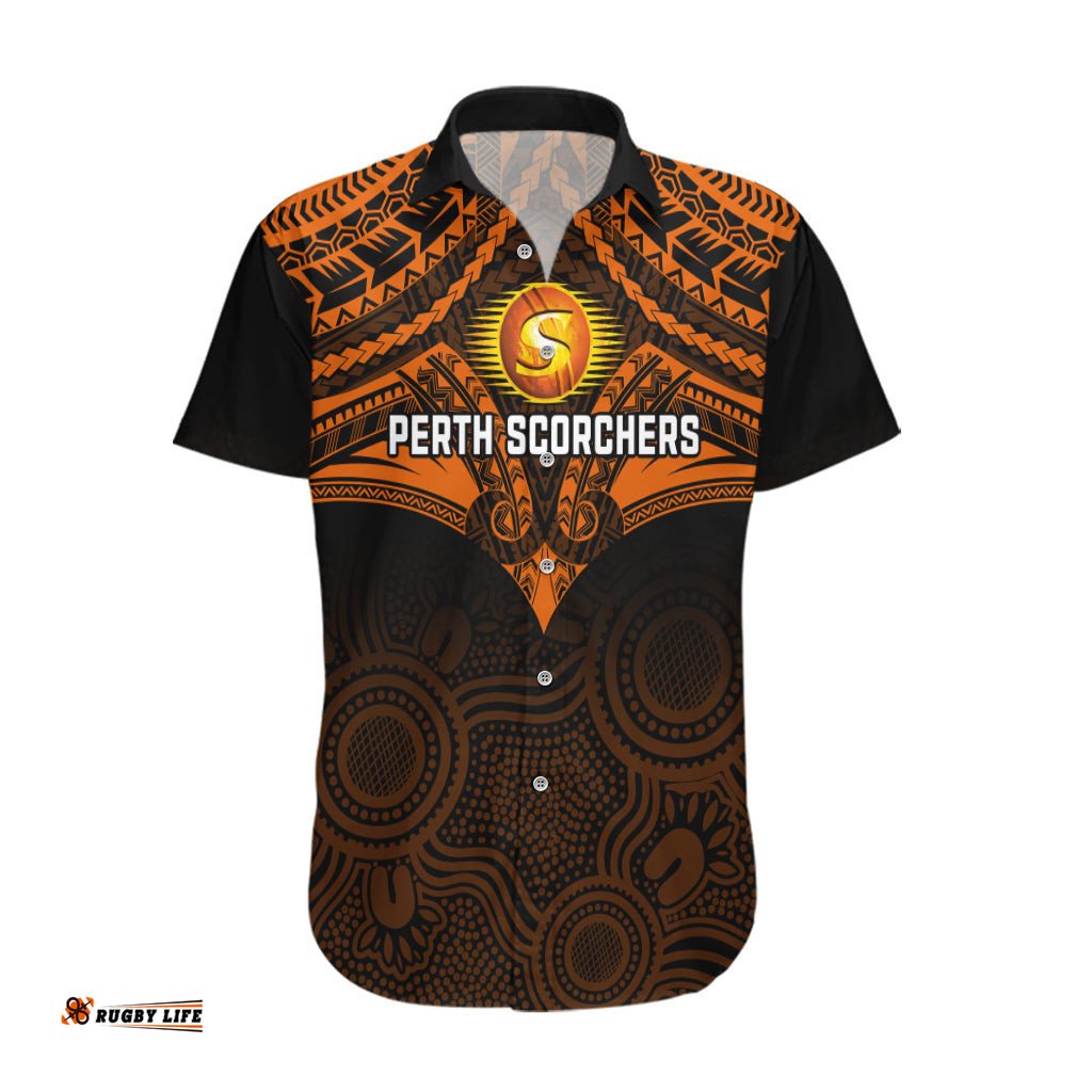 Perth Scorchers Cricket Hawaiian Shirt Unique Indigenous Art Mix Polynesian Pattern