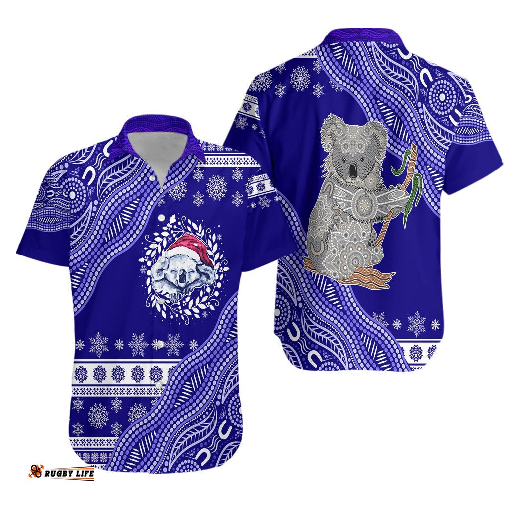 Australian Koala Aboriginal Art Mix Snow Pattern Christmas Hawaiian Shirt