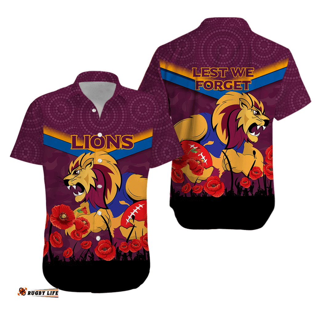 Brisbane Lions ANZAC Day Hawaiian Shirt Indigenous Art