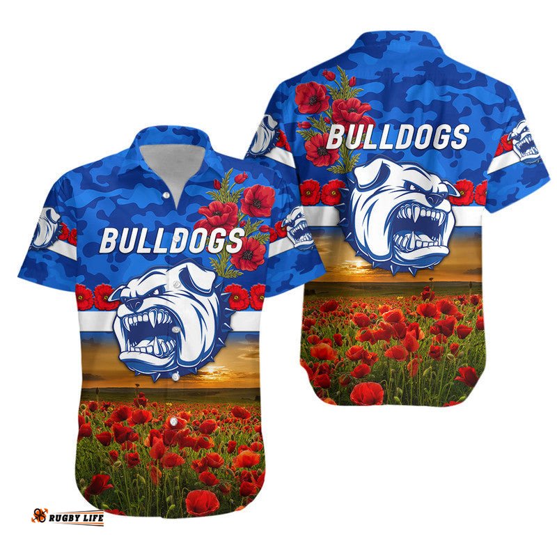 Western Bulldogs ANZAC Hawaiian Shirt Poppy Vibes