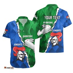 Personalised Knights and Rabbitohs Rugby Hawaiian Shirt Sporty Version