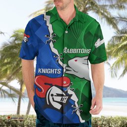 Personalised Knights and Rabbitohs Rugby Hawaiian Shirt Sporty Version