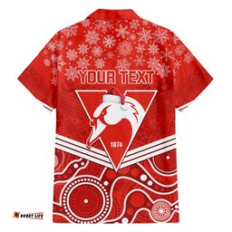 Personalised Swans Football Christmas Hawaiian Shirt Merry Xmas Mix Aboriginal Art
