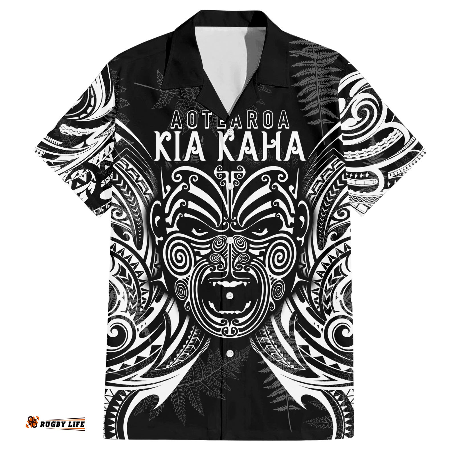 New Zealand Rugby Hawaiian Shirt World Cup Aotearoa Haka Face