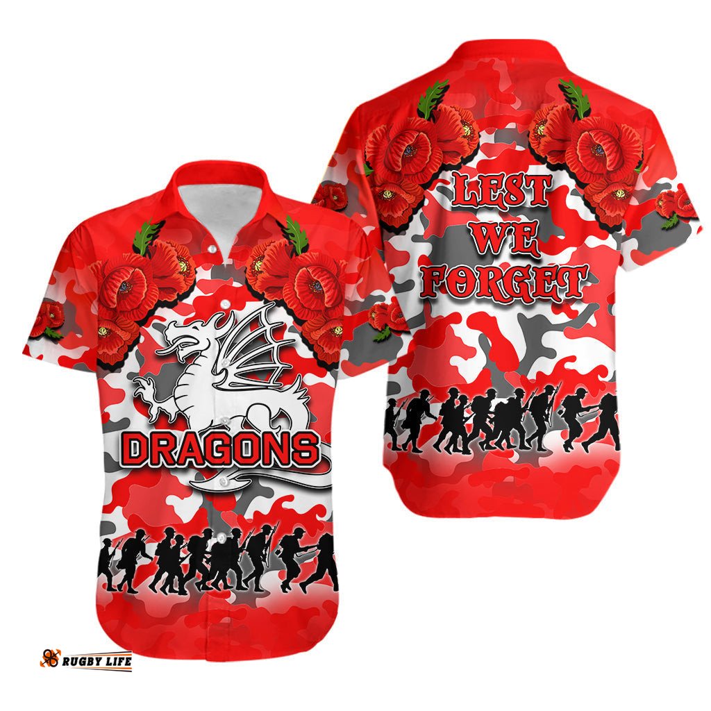 ANZAC Day Hawaiian Shirt Dragons Army Style No.1