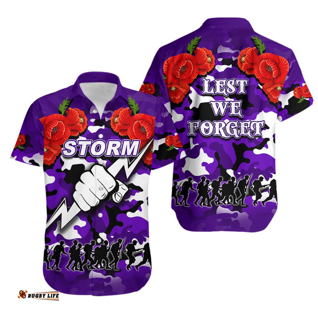 ANZAC Day Hawaiian Shirt Storm Army Style
