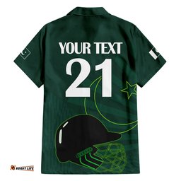 Custom Pakistan Cricket Helmet Hawaiian Shirt Proud Shaheen Falcon Star and Crescent