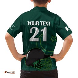 Custom Pakistan Cricket Helmet Hawaiian Shirt Proud Shaheen Falcon Star and Crescent