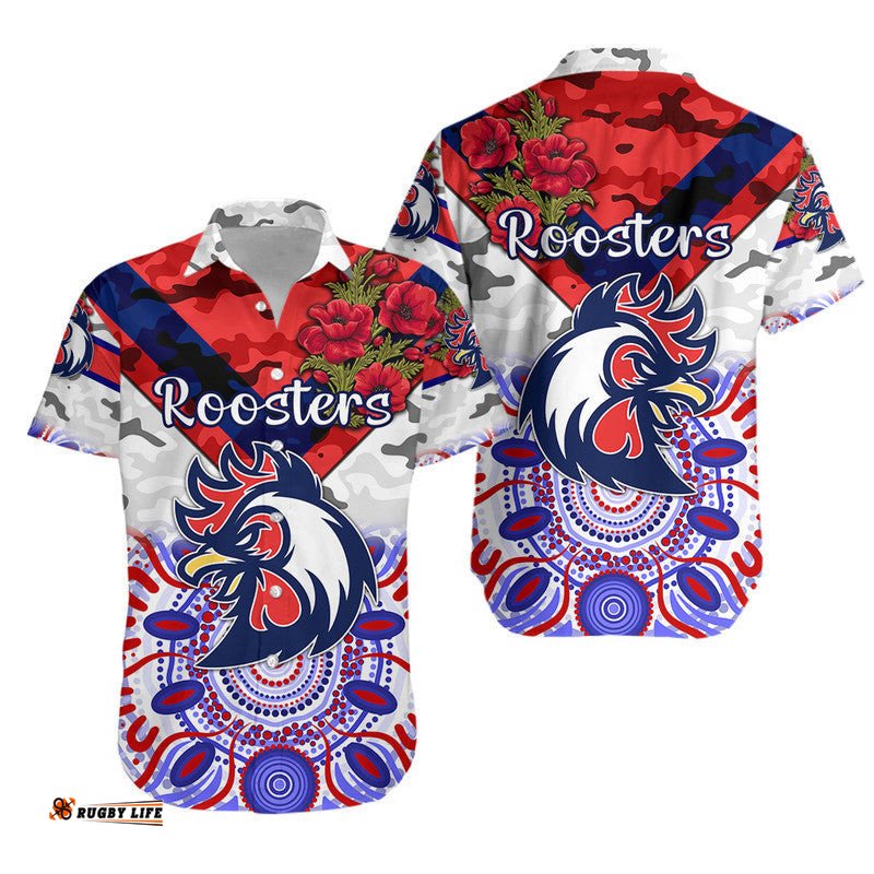 Sydney Roosters ANZAC Hawaiian Shirt Indigenous Vibes White