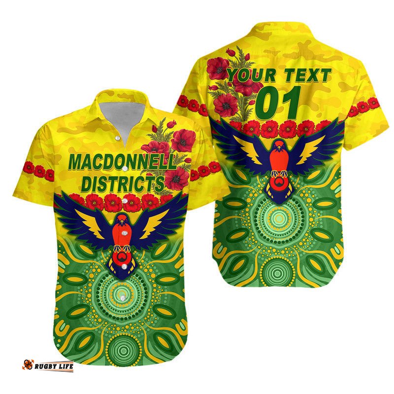 Custom Personalised MacDonnell Districts ANZAC Hawaiian Shirt Indigenous Vibes