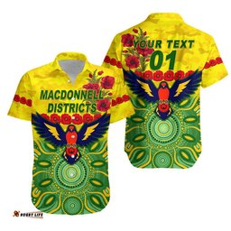 Custom Personalised MacDonnell Districts ANZAC Hawaiian Shirt Indigenous Vibes