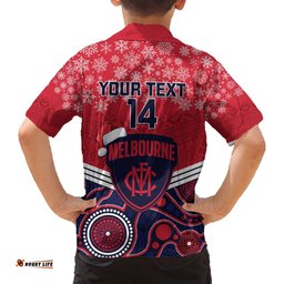 Custom Melbourne Football Christmas Hawaiian Shirt Merry Xmas Mix Aboriginal Art