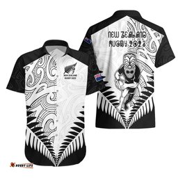 New Zealand Rugby Hawaiian Shirt Proud Aoteroa Stylised Maori Koru