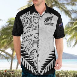 New Zealand Rugby Hawaiian Shirt Proud Aoteroa Stylised Maori Koru