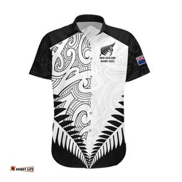 New Zealand Rugby Hawaiian Shirt Proud Aoteroa Stylised Maori Koru