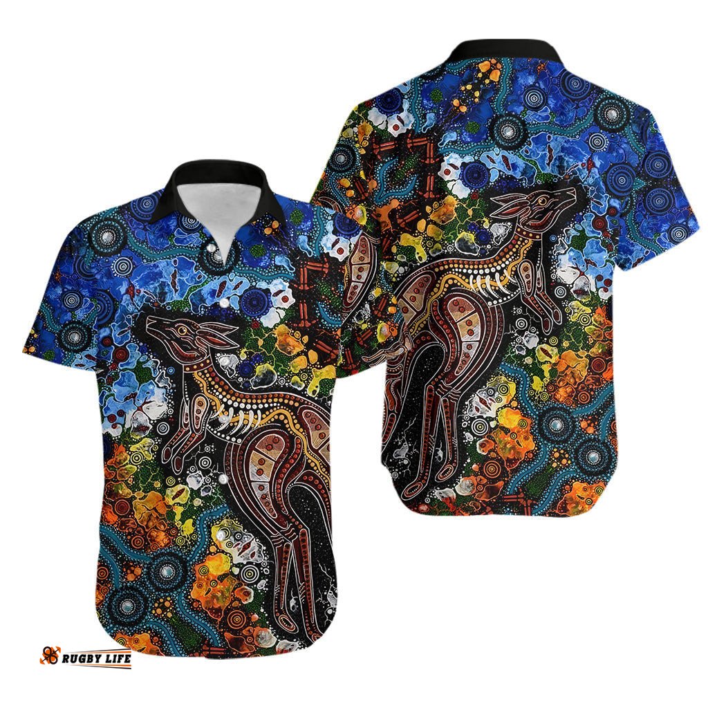 Kangaroos Indigenous Hawaiian Shirt Australia