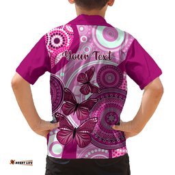Personalised Australia Breast Cancer Hawaiian Shirt Indigenous Butterfly No One Fights Alone