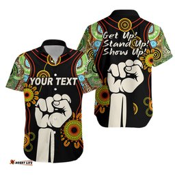 Custom Personalised NAIDOC Hawaiian Shirt Proud History of Getting Up Standing Up and Showing Up