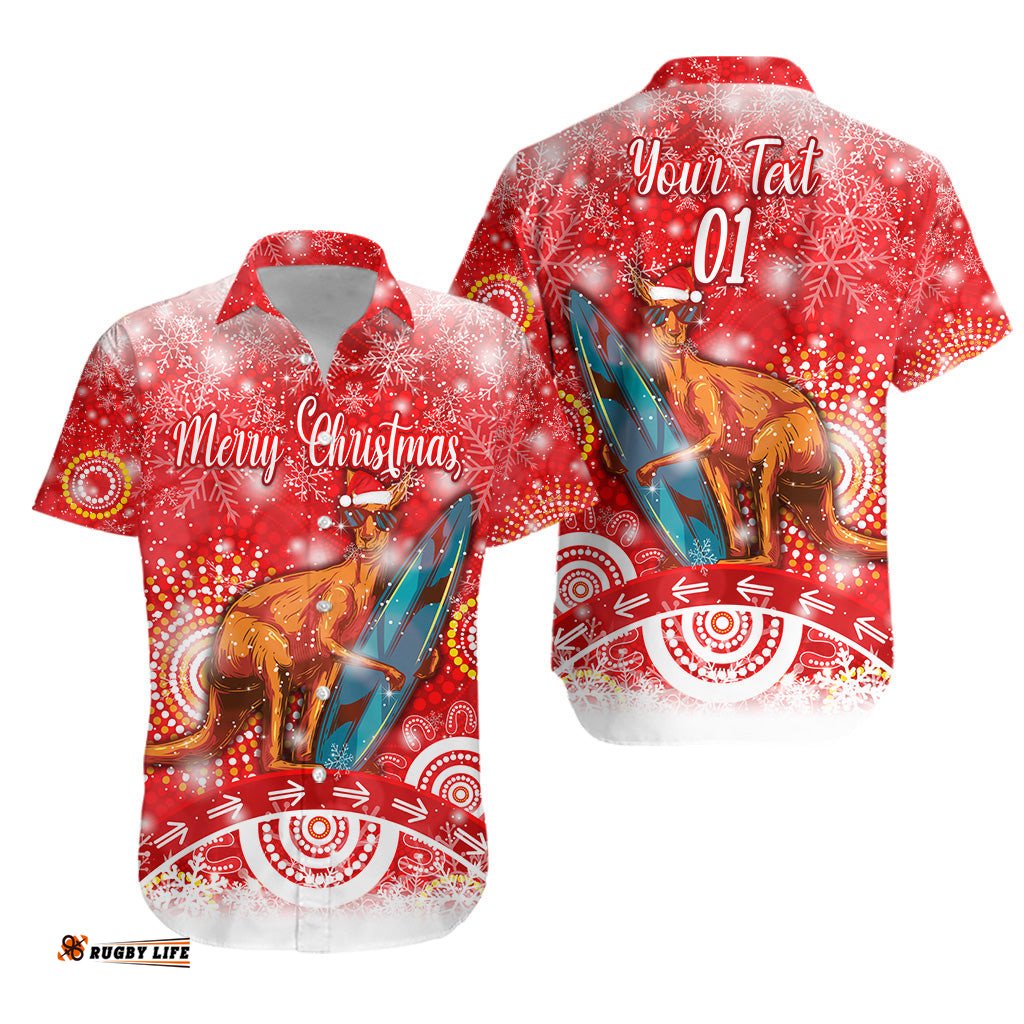 Custom Personalised Australia Kangaroo Christmas Hawaiian Shirt Original Style Red