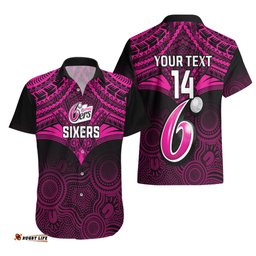 Custom Sydney Sixers Cricket Hawaiian Shirt Unique Indigenous Art Mix Polynesian Pattern