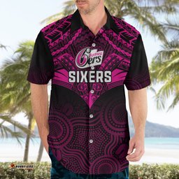 Custom Sydney Sixers Cricket Hawaiian Shirt Unique Indigenous Art Mix Polynesian Pattern