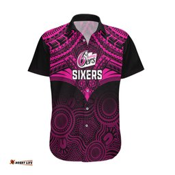 Custom Sydney Sixers Cricket Hawaiian Shirt Unique Indigenous Art Mix Polynesian Pattern