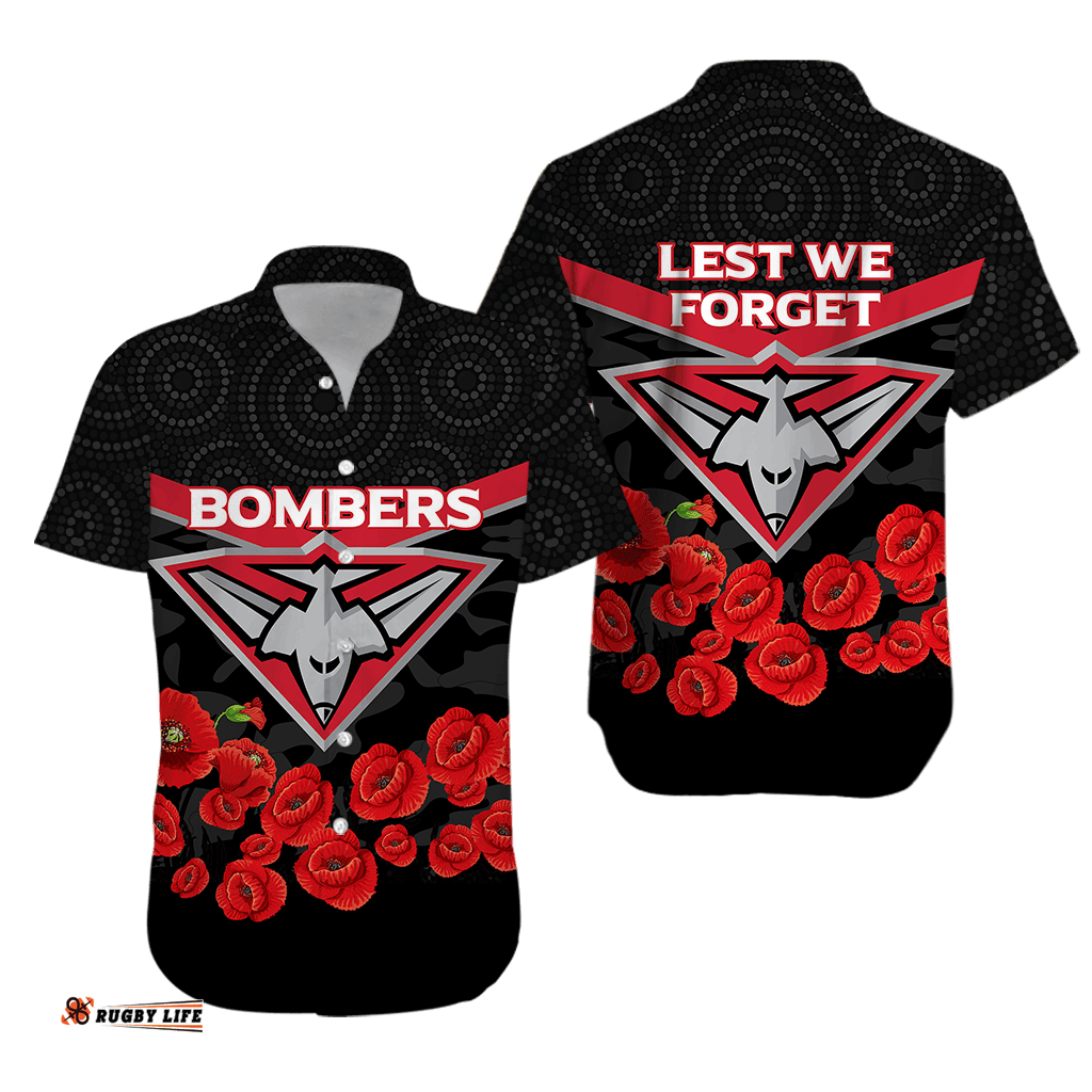 Essendon Bombers ANZAC Day Hawaiian Shirt Indigenous Art